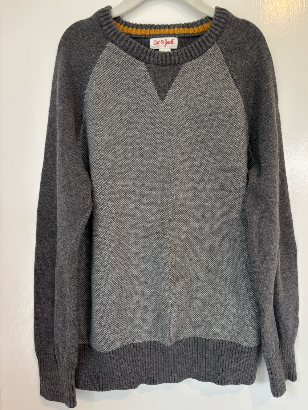Cat & Jack Boys Charcoal & Light Gray Two-Tone Crewneck Sweater